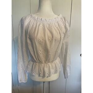 Japra Women's size Medium 100% Cotton Boho‎ White Blouse